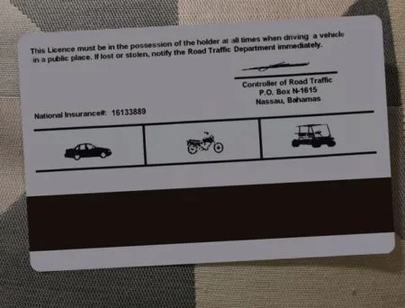 Buy Real and Fake Passport BAHAMAS DRIVERS LICENSE BACK
